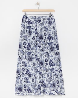 Anise Navy Print Tiered Co-Ord Maxi Skirt