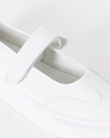 Andrea Mary Jane Canvas Plimsols - Wide Fit (E)