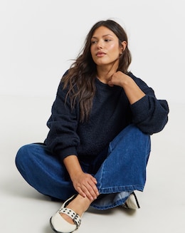 Navy Boucle Jumper