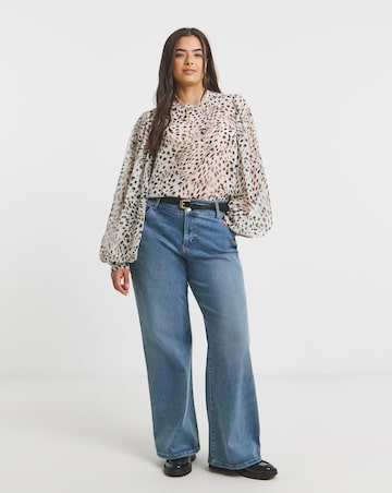 Animal Exaggerated Sleeve Georgette Blouse