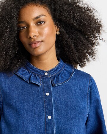 Simply Be Mid Wash Full Collar Denim Shirt
