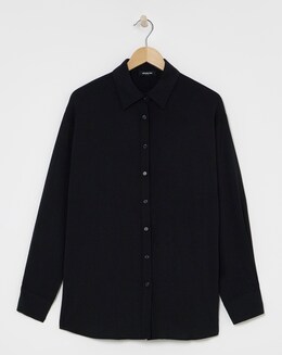 Black Oversized Textured Shirt