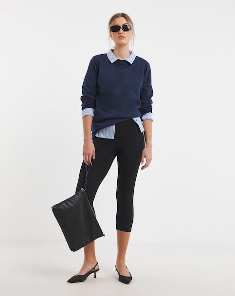Simply Be Black Cotton Cropped Legging