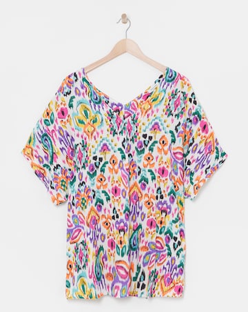 Printed Crinkle Tunic Top
