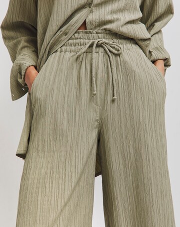 Sage Textured Wide Leg Trousers