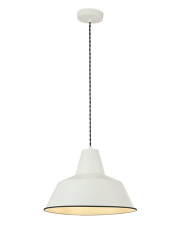 Cream Metal Diner Pendant with Twisted Braided Black Suspension Cable