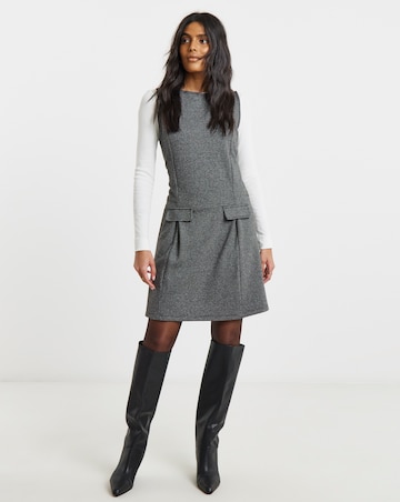 Simply Be Grey Check Print Jersey Jacquard Shift Dress