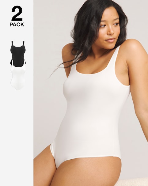 MAGISCULPT Light Control (2 Pack) Smoothing Vest Bodysuits Black/White
