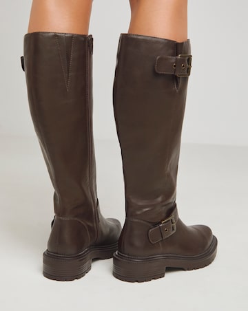 Eden Buckle Detail Knee High Boots - Extra Wide Fit (EEE) & Curvy Calf
