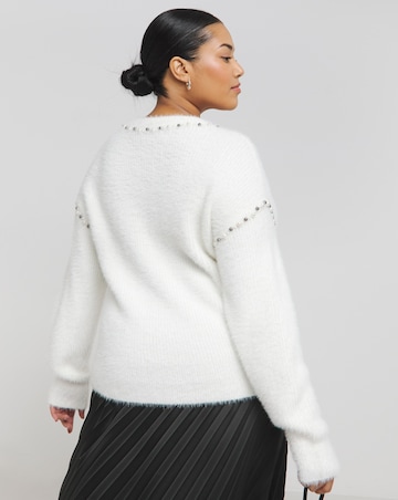 Joanna Hope Ivory Pearl Knit Trim Jumper