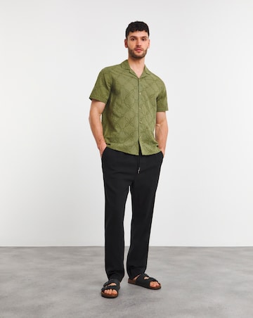 Cuban Collar Embroidery Shirt