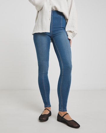 Mid Blue Stretch Seamed Skinny Jeggings