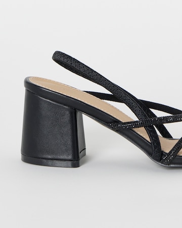 Canberra Strappy Diamante Low Block Heels - Wide Fit (E)