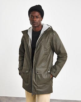 Khaki Cotton Wax Zip Up Jacket