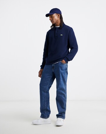Lacoste Button Collar Sweatshirt - Navy