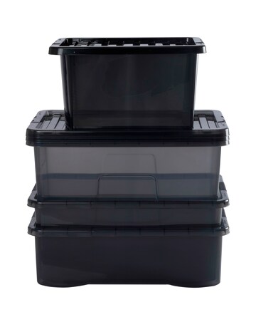 Wham Multisize Crystal Box & Lids Smoke Grey 4Pk