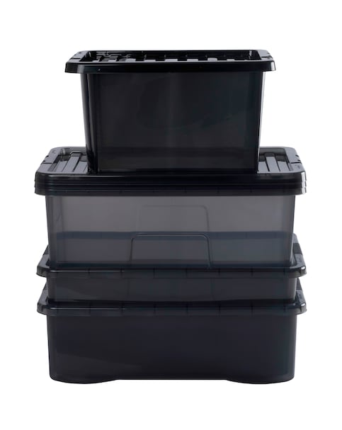 Wham Multisize Crystal Box & Lids Smoke Grey 4Pk
