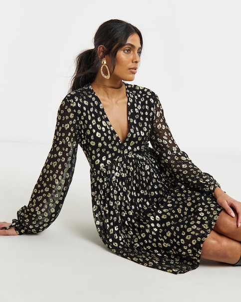 Simply Be Gold Animal Jacquard Smock Dress