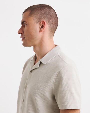Textured Jersey Co-Ord Shirt- Stone