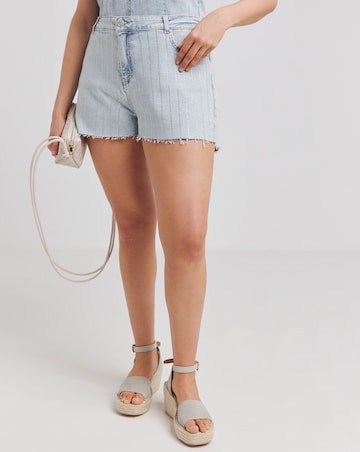 Light Wash Diamante Pinstripe Denim Short