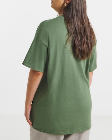 Khaki Vegetable Embroidery T-Shirt