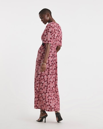 Textured Crinkle Lace Trim Maxi Dress