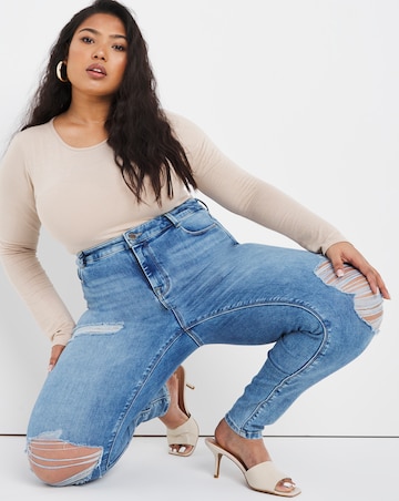 Chloe Stonewash Ripped High Waist Skinny Jeans