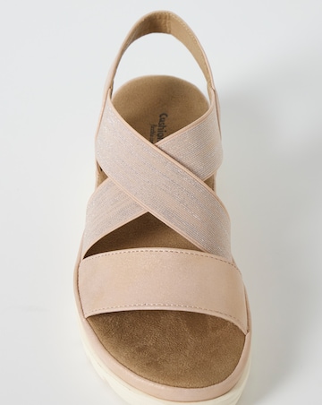 Cushion Walk Rose Gold Shimmer Stretch Strap Flatforms - Extra Wide Fit (EEE)