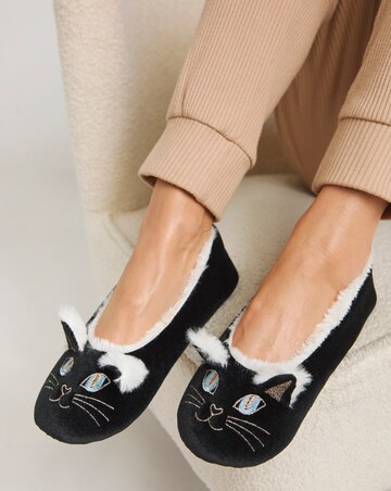 Cat Ballerina Slippers Extra Wide EEE Fit Simply Comfort