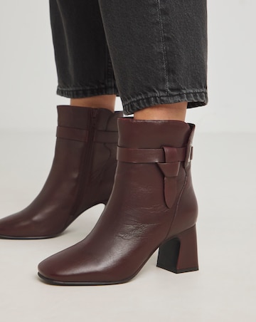 Kathy Heeled Leather Boot With Wrap Around Detail - Extra Wide Fit (EEE)