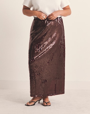 Simply Be Burgundy Sequin Midaxi Skirt