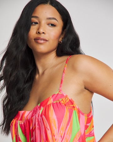 Leaf Print Tiered Chemise