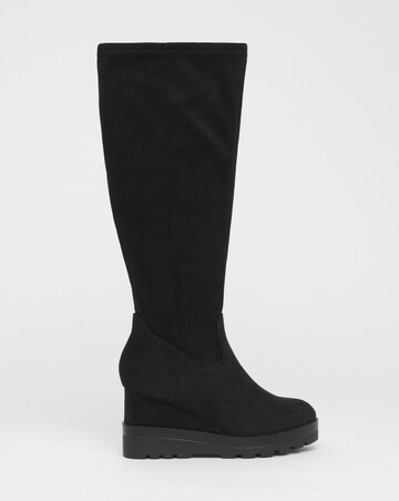 Izzy Stretch Wedge Knee High Boots - Wide Fit (E) & Standard/Curvy Calf