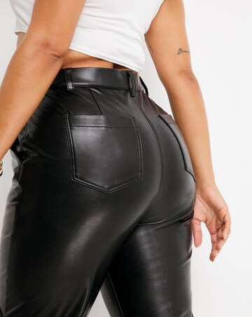 Black Faux Leather Straight Leg Trouser