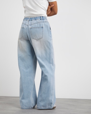 Pink Tint Pleat Detail Wide Leg Jean