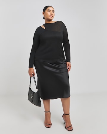 Black 2 in 1 Knit Look Mesh Top
