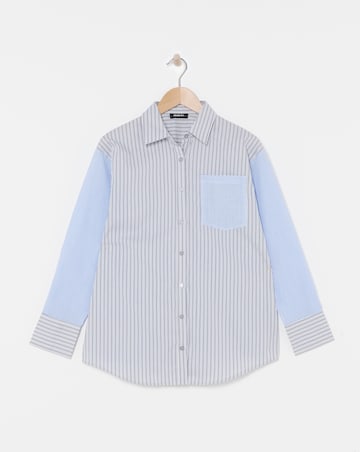 Oversized Mixed Stripe Poplin Shirt