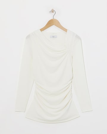 Joanna Hope Aysmmetrical Top With Brooch