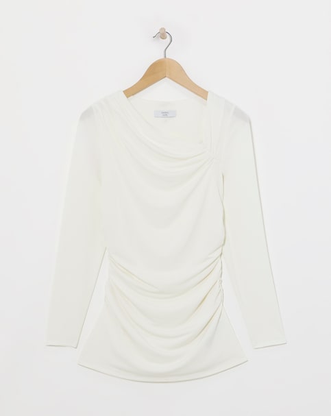 Joanna Hope Aysmmetrical Top With Brooch