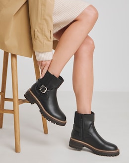 Heavenly Soles Blake Ankle Chelsea Boots with Buckle - Extra Wide Fit (EEE)