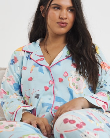 Simply Be Button Through Food Print Pyjama Set