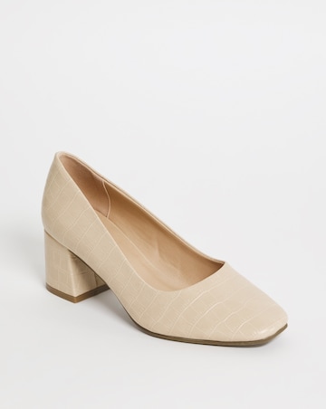 Block Heel Court Shoe - Wide Fit (E)