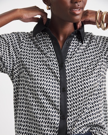 Printed Satin Long Sleeve Shirt