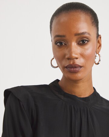 Black Shoulder Detail High Neck Top
