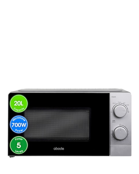 Abode 20 Litre Silver Manual Microwave
