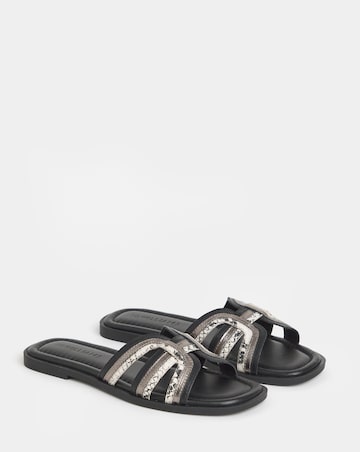 Fae Leather Woven Detail Mule Sandals - Extra Wide Fit (EEE)