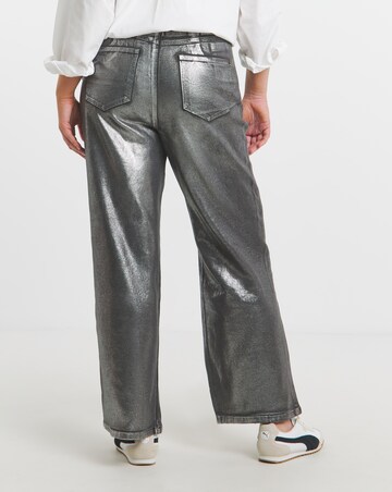 Black Metallic Wide Leg Jeans