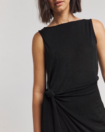 Simply Be Black Slinky Sleeveless Tie Front Maxi Dress