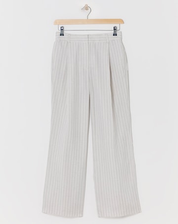 Pinstripe Linen Wide Leg Trousers