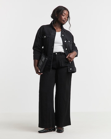 Black Oversized Denim Boyfriend Jacket